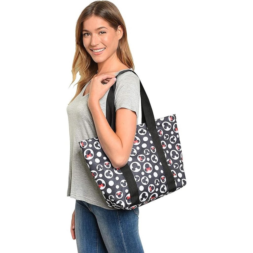 Disney Tote Mickey & Minnie Mouse Icon Print Zipper Travel Bag